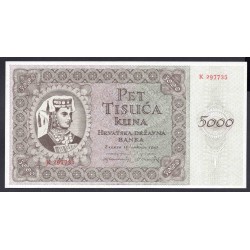 Хорватия 5000 куна 1943 г. (CROATIA 5000 Kuna 1943) P14:Unc