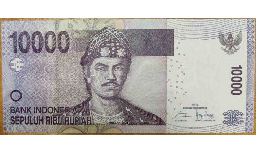 Индонезия 10000 рупий 2014 г. (Indonesia 10000 rupiah 2014 year) P150f:UNC