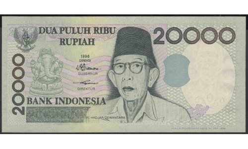 Индонезия 20000 рупий 1998 г. (Indonesia 20000 rupiah 1998 year) P138a:UNC