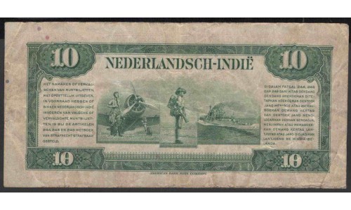 Нидерландская Индия 10 гульден 1943 (NETHERLANDS INDIES 10 gulden 1943) P 114 : VF