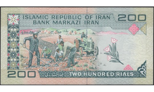 Иран 200 риалов б/д (1982-2005) с надпечаткой (Iran 200 rials ND (1982-2005) with overprint) P 136a:Unc