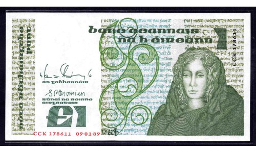 Ирландия 1 фунт 1989 (IRELAND 1 Pound 1989) P 70d : UNC