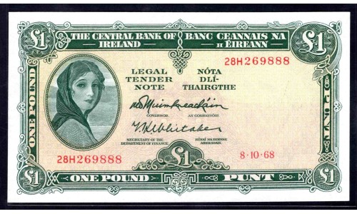 Ирландия 1 фунт 1968 (IRELAND 1 Pound 1968) P 64а : UNC