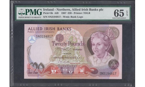 Северная Ирландия 20 фунтов 1987 (Northen Ireland 20 Pounds 1987) P 8b: UNC PMG 65 EPQ