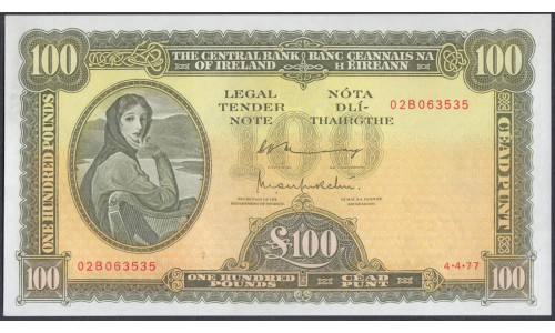 Ирландия 100 фунтов 1977, Редкие в состоянии UNC (IRELAND 100 Pounds 1977) P 69c : UNC