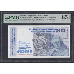 Ирландия 20 фунтов  07/01/80 года (IRELAND 100 Pounds 1987-89) P 73a: UNC PMG 65 EPQ