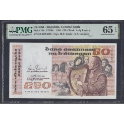 Ирландия 50 фунтов  05/11/91 года (IRELAND 100 Pounds 1987-89) P 74b: UNC PMG 65 EPQ