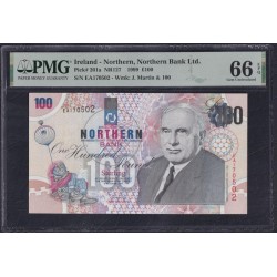 Северная Ирландия 100 фунтов 1999 года, Редкие (Northen Ireland 100 Pounds 1999) P 201: PMG 66 Gem UNC EPQ