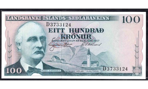 Исландия 100 крон 1957 (ICELAND 100 Krónur 1957) P 40а : UNC