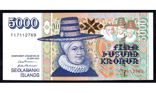 Исландия 5000 крон 2001 (ICELAND 5000 Krónur 2001) P 60 : UNC