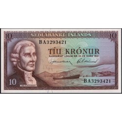 Исландия 10 крон 1961 (ICELAND 10 Krónur 1961) P 42(2) : UNC