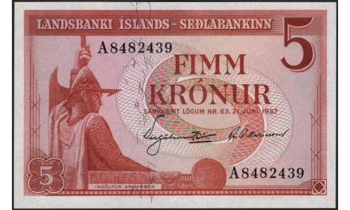 Исландия 5 крон 1957 (ICELAND 5 Krónur 1957) P 37b : UNC
