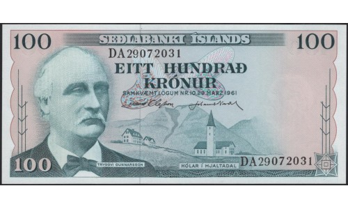 Исландия 100 крон 1961 (ICELAND 100 Krónur 1961) P 44a(7) : UNC