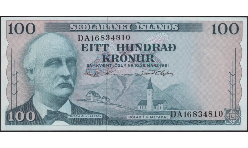 Исландия 100 крон 1961 (ICELAND 100 Krónur 1961) P 44a(9) : UNC