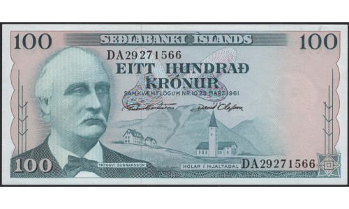 Исландия 100 крон 1961 (ICELAND 100 Krónur 1961) P 44a(11) : UNC