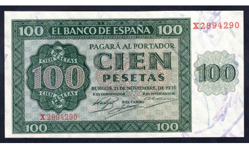 Испания 100 песет 1936 (SPAIN 100 pesetas 1936) P 101 : UNC