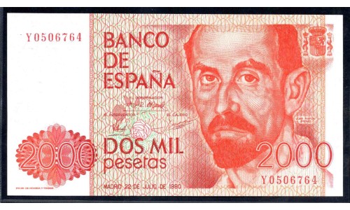 Испания 2000 песет 1980 (SPAIN 2000 Pesetas 1980) P 159 : UNC