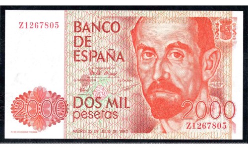 Испания 2000 песет 1980 замещение (SPAIN 2000 Pesetas 1980 replacement) P 159 : UNC
