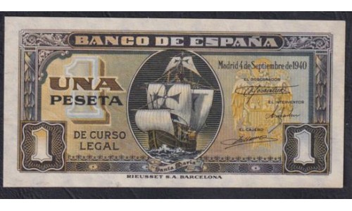 Испания 1 песета 1940 (SPAIN 1 pesetas 1940) P 122a : UNC