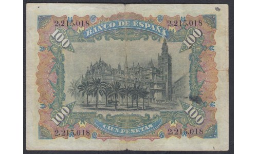 Испания 100 песет 1907 (SPAIN 100 Pesetas 1907) P 64a: VG