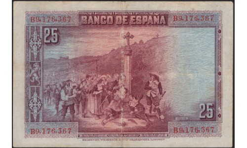 Испания 25 песет 1928 (SPAIN 25 Pesetas 1928) P 74b : VF