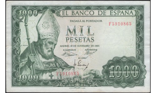 Испания 1000 песет 1965 (SPAIN 1000 Pesetas 1965) P 151 : XF