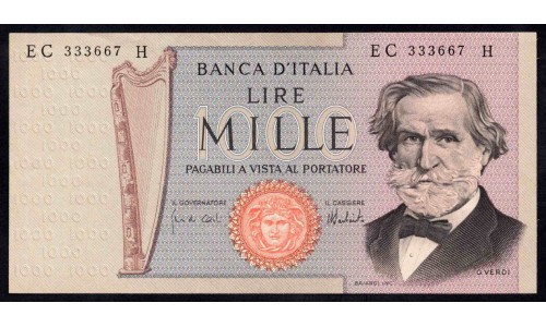 Италия 1000 лир 1975 (ITALY 1000 Lire 1975) P 101d : UNC