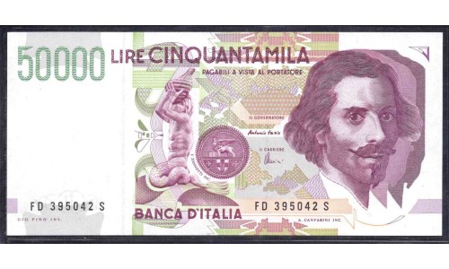Италия 50000 лир 1992 (ITALY 50000 Lire 1992) P 116c : UNC