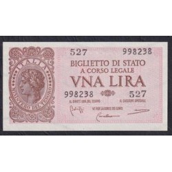 Италия 1 лира 1944 года, 998238 (ITALY 1 Lira 1944) P 29b : UNC