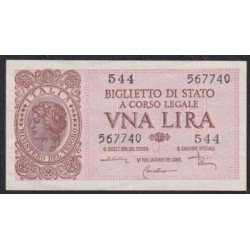 Италия 1 лира 1944 года 567740 (ITALY 1 Lira 1944) P 29c : UNC