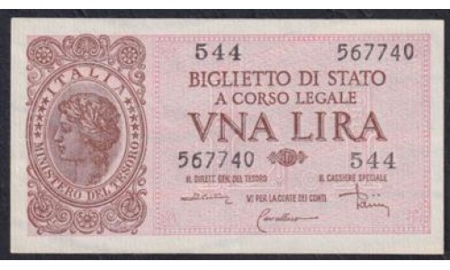 Италия 1 лира 1944 года 567740 (ITALY 1 Lira 1944) P 29c : UNC