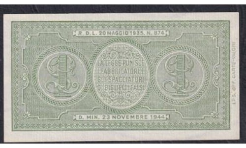 Италия 1 лира 1944 года 567740 (ITALY 1 Lira 1944) P 29c : UNC