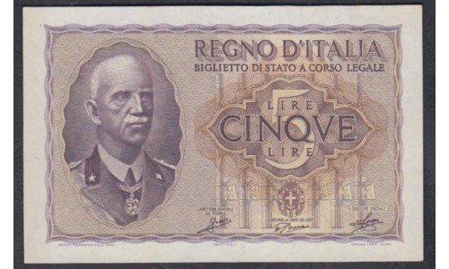 Италия 5 лир 1940 (ITALY 5 Lire 1940) P 28a: UNC