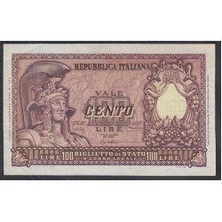 Италия 100 лир 1951 (ITALY 100 Lire 1951) P 92а: aUNC/UNC