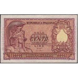 Италия 100 лир 1951 (ITALY 100 Lire 1951) P 92а : XF