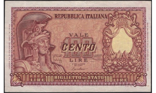 Италия 100 лир 1951 (ITALY 100 Lire 1951) P 92а : XF