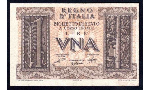Италия 1 лира 1939 (ITALY 1 Lira 1939) P 26 : UNC