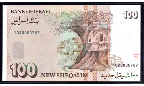 Израиль 100 шекелей 1986 г. (ISRAEL 100 New Sheqalim 1986) P56а:Unc