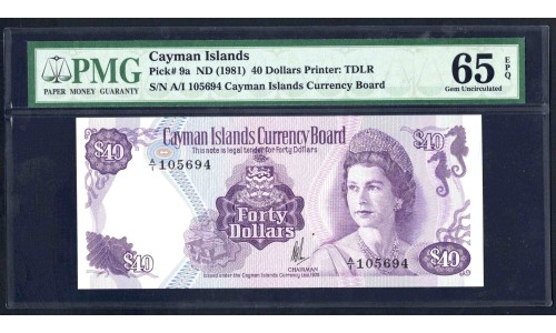 Каймановы Острова 40 долларов 1971 г. (CAYMAN ISLANDS 40 Dollars L. 1971) P9а:65 greid slab