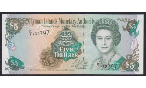 Каймановы Острова 5 долларов 2001 г. (CAYMAN ISLANDS 5 Dollars 2001) P 27: UNC
