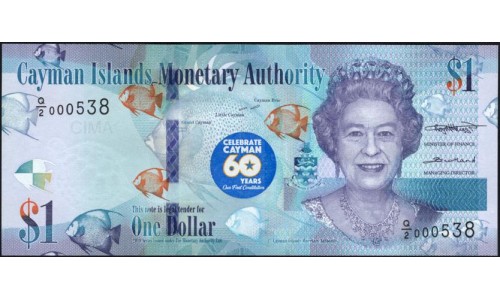 Каймановы Острова 1 доллар 2018 г. (CAYMAN ISLANDS 1 Dollar 2018) P W44: UNC