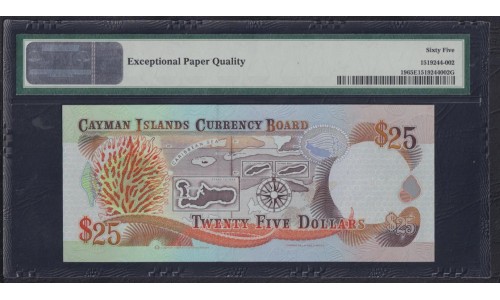 Каймановы Острова 25 долларов 1996г. (CAYMAN ISLANDS 25 Dollars 1996) P 19: UNC PMG 65 EPQ