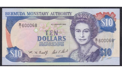 Бермудские Острова 10 долларов 1993 года (BERMUDA 10 Dollars 1993) P 42a: UNC 