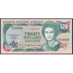 Бермудские Острова 20 долларов 1997 года, РЕДКОСТЬ (BERMUDA 20 Dollars 1997, RARE) P 47: UNC 