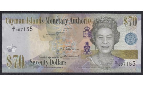 Каймановы Острова 70 долларов 2022 года, G/1 007155 ЮБИЛЕЙНЫЕ (CAYMAN ISLANDS 70 Dollarы 2022) P W47: UNC