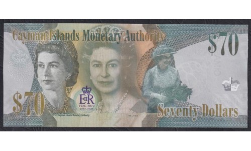 Каймановы Острова 70 долларов 2022 года, G/1 007155 ЮБИЛЕЙНЫЕ (CAYMAN ISLANDS 70 Dollarы 2022) P W47: UNC