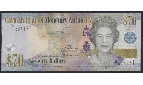 Каймановы Острова 70 долларов 2022 года, ЮБИЛЕЙНЫЕ, G/1 007171 (CAYMAN ISLANDS 70 Dollarы 2022) P W47: UNC