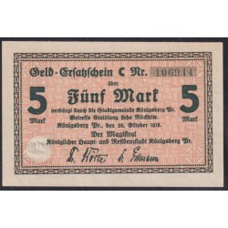 Кёнигсберг, нотгельд 5 марок 26 октября1918 (Koningsbeg, notgeld 5 mark 26.10.1918) : UNC