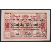 Кёнигсберг, нотгельд 50 пфеннигов 10 декабря1918 (Koningsbeg, notgeld 50 pfening 10.12.1918) : UNC
