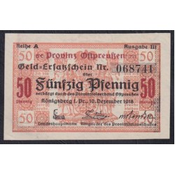 Кёнигсберг, нотгельд 50 пфеннигов 10 декабря1918 (Koningsbeg, notgeld 50 pfening 10.12.1918) : UNC